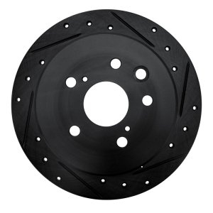 Lexus IS250 Brake Rotor (1) - Rear Right - R1 Concepts - Drilled & Slotted - Black - `06-`15